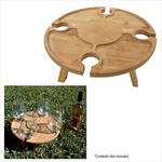 HH75017 Bamboo Portable Wine & Cheese Table With Custom Imprint